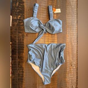 NWT Maternity Bikini Bathing Suit Summer Mae Brand Blue Size 10